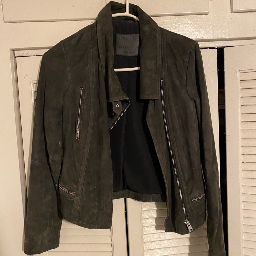 Allsaints suede jacket dark grey